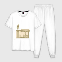 Пижама хлопковая мужская Лондонский собор, цвет: белый