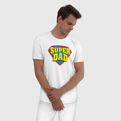 Пижама хлопковая мужская Супер отец, цвет: белый — фото 2