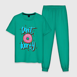 Пижама хлопковая мужская Donut Worry, цвет: зеленый