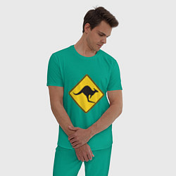 Пижама хлопковая мужская Кенгуру DANGER 2 - 3D, цвет: зеленый — фото 2