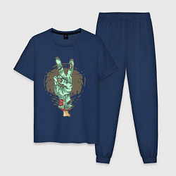 Пижама хлопковая мужская Zombie Hand, цвет: тёмно-синий