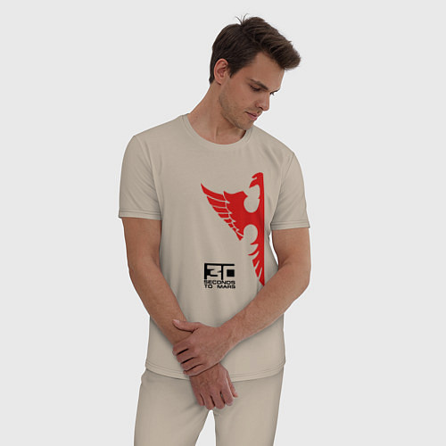 Мужская пижама 30 Seconds to Mars красный орел / Миндальный – фото 3