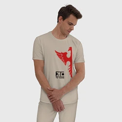 Пижама хлопковая мужская 30 Seconds to Mars красный орел, цвет: миндальный — фото 2