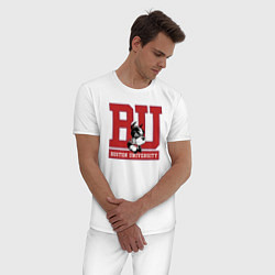 Пижама хлопковая мужская Boston University, цвет: белый — фото 2
