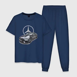 Пижама хлопковая мужская Mercedes AMG motorsport, цвет: тёмно-синий