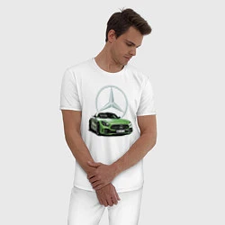 Пижама хлопковая мужская Крутая мощная тачка - сar racing, цвет: белый — фото 2