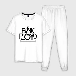 Пижама хлопковая мужская PINK FLOYD LOGO ПИНК ФЛОЙД, цвет: белый