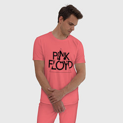 Пижама хлопковая мужская PINK FLOYD LOGO ПИНК ФЛОЙД, цвет: коралловый — фото 2