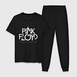 Пижама хлопковая мужская PINK FLOYD LOGO ПИНК ФЛОЙД ЛОГОТИП, цвет: черный