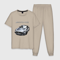 Пижама хлопковая мужская Mercedes AMG Racing Team, цвет: миндальный