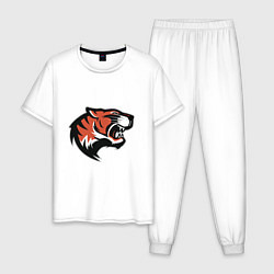 Пижама хлопковая мужская Tiger Mood, цвет: белый