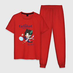Пижама хлопковая мужская Genshin Impact mini XiaoСяо, цвет: красный