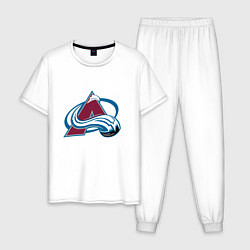Пижама хлопковая мужская Колорадо Эвеланш логотип, цвет: белый