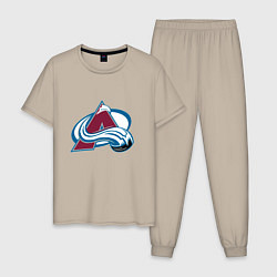 Пижама хлопковая мужская Колорадо Эвеланш логотип, цвет: миндальный