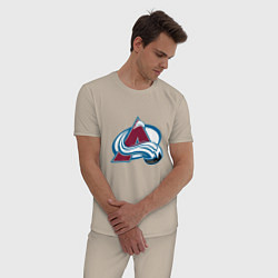 Пижама хлопковая мужская Колорадо Эвеланш логотип, цвет: миндальный — фото 2