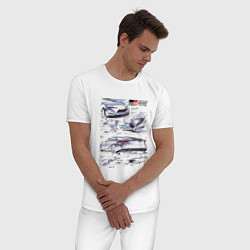 Пижама хлопковая мужская Toyota Gazoo Racing sketch, цвет: белый — фото 2