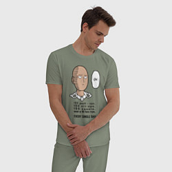 Пижама хлопковая мужская Список тренировки Сайтама One Punch-Man, цвет: авокадо — фото 2