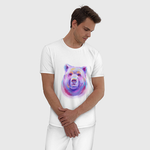 Мужская пижама Неоновый медведь / Белый – фото 3