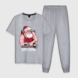 Пижама хлопковая мужская Санта качок, цвет: меланж