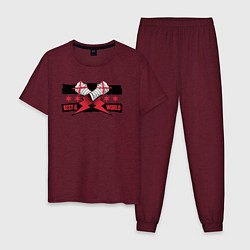Пижама хлопковая мужская CM Punk AEW BITW, цвет: меланж-бордовый
