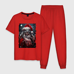 Пижама хлопковая мужская Дед Мороз - зомби, цвет: красный