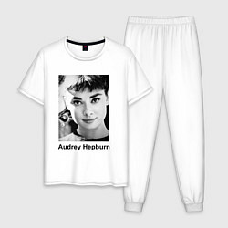 Пижама хлопковая мужская Одри Хепбёрн 88, цвет: белый