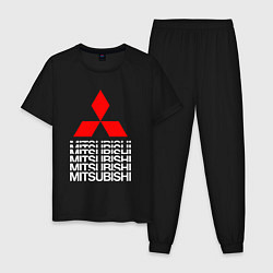 Пижама хлопковая мужская MITSUBISHI МИЦУБИСИ МИТСУБИСИ МИЦУБИШИ LOGO STYLE, цвет: черный