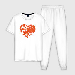 Пижама хлопковая мужская Баскетбольное сердце, цвет: белый