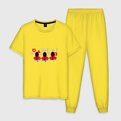 Пижама хлопковая мужская Игра кальмара Охрана, цвет: желтый