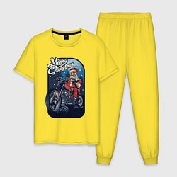 Пижама хлопковая мужская Santa Biker, цвет: желтый