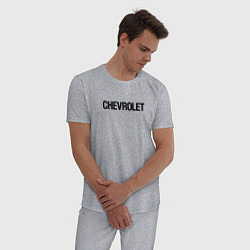 Пижама хлопковая мужская Chevrolet Лого Эмблема спина, цвет: меланж — фото 2