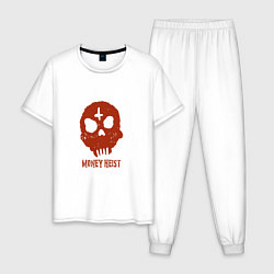 Пижама хлопковая мужская Money Heist Skull, цвет: белый