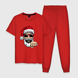 Пижама хлопковая мужская Bad Santa xmas Плохой Санта, цвет: красный
