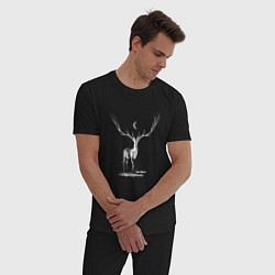 Пижама хлопковая мужская Ночной олень, цвет: черный — фото 2