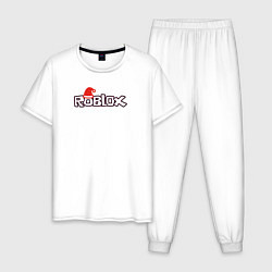Пижама хлопковая мужская Logo RobloX, цвет: белый
