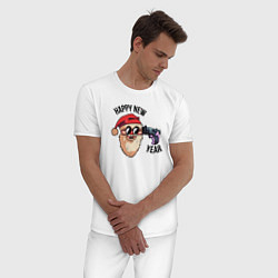 Пижама хлопковая мужская Санта FNF, цвет: белый — фото 2