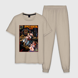 Пижама хлопковая мужская Poster 18 Duke Nukem, цвет: миндальный