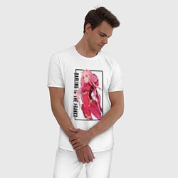 Пижама хлопковая мужская Zero Two Милый во франксе, цвет: белый — фото 2