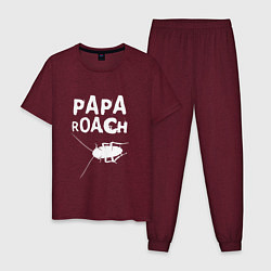 Пижама хлопковая мужская Papa roach Таракан, цвет: меланж-бордовый