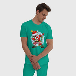 Пижама хлопковая мужская DAB SANTA CLAUS В ГЕРЛЯНДЕ, цвет: зеленый — фото 2