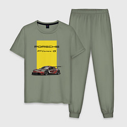Пижама хлопковая мужская Porsche Carrera 4S Motorsport, цвет: авокадо