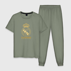 Пижама хлопковая мужская Real Madrid gold logo, цвет: авокадо