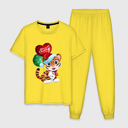 Пижама хлопковая мужская Тигрин шарик, цвет: желтый
