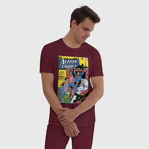 Мужская пижама Обложка Action Comics 117 / Меланж-бордовый – фото 3