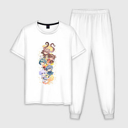 Пижама хлопковая мужская Герои Ли Юэ, цвет: белый