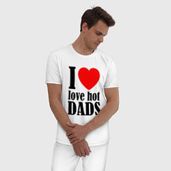 Пижама хлопковая мужская I LOVE HOT DADS, цвет: белый — фото 2