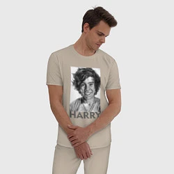 Пижама хлопковая мужская Harry Styles, цвет: миндальный — фото 2