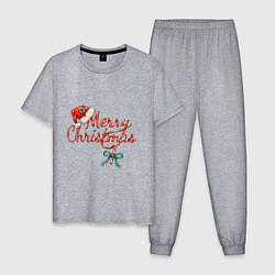 Пижама хлопковая мужская Merry Christmas 2022, цвет: меланж