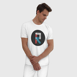 Пижама хлопковая мужская Graphic R, цвет: белый — фото 2