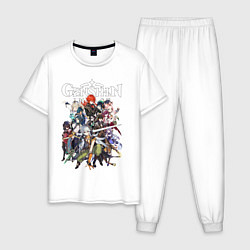 Пижама хлопковая мужская ПЕРСОНАЖИ GENSHIN IMPACT ЛОГО, цвет: белый